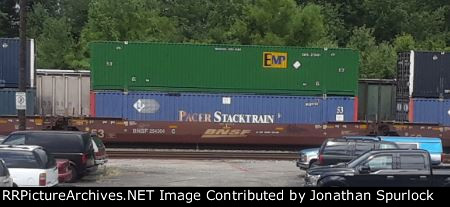 BNSF 254304C with two containers.